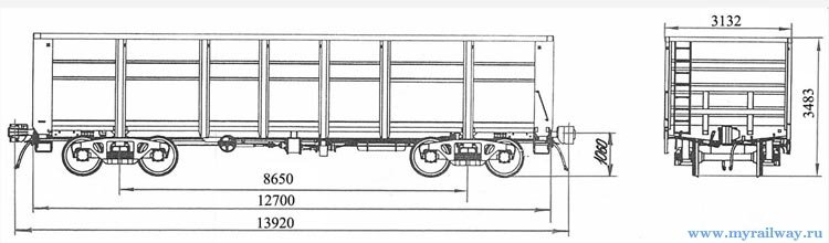 4-осный полувагон. Модель 12-4102