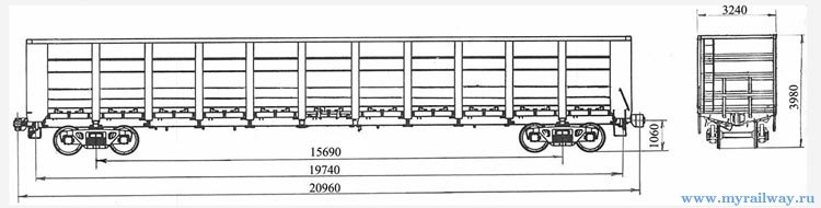 4-осный полувагон для технологической щепы. Модель 12-4004