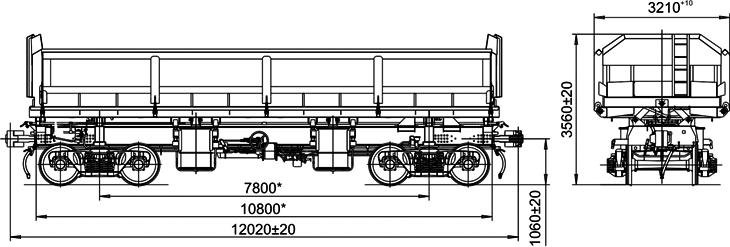 4-осный вагон-самосвал. Модель 32-9792