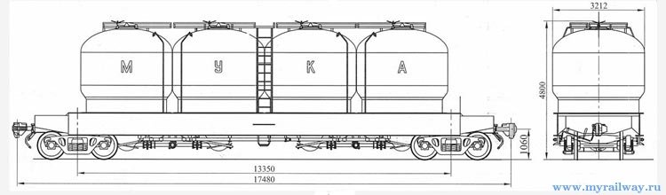 4-осный вагон для муки. Модель 17-4020