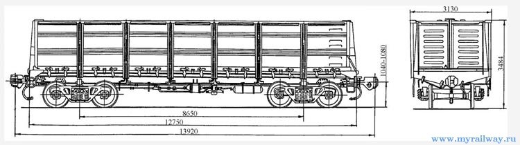 4-осный цельнометаллический полувагон. Модель 12-726