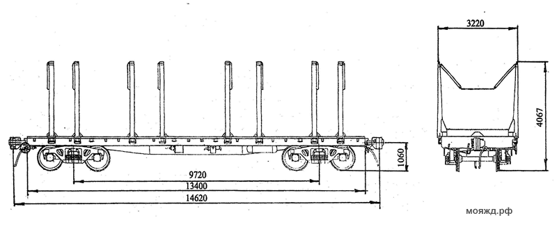 4-осная платформа, модернизированная стойками ВО-118. Модель 13-4085-16