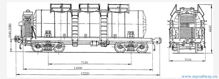 4-осная цистерна с переходной площадкой для молока. Модель 15-Ц858