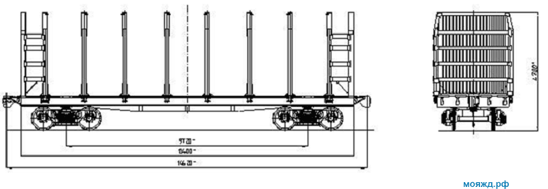 Модернизация  платформ  моделей 13-4012 под перевозку лесоматериалов. Модель 13-4012
