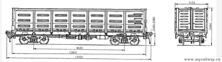 4-осный полувагон. Модель 12-753