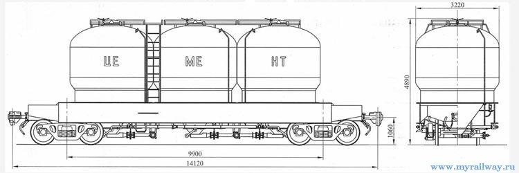 4-осный вагон для цемента. Модель 17-932