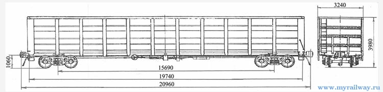 4-осный полувагон для технологической щепы. Модель 12-4004-01