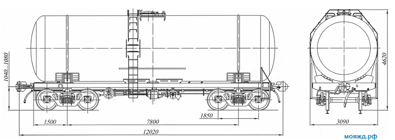 4-осная цистерна для бензола. Модель 15-1443-07