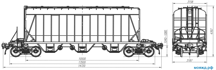 Вагон-хоппер для зерна. Модель 19-9835-02