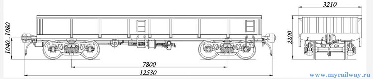 4-осный полувагон для перевозки рулонной стали. Модель 12-282