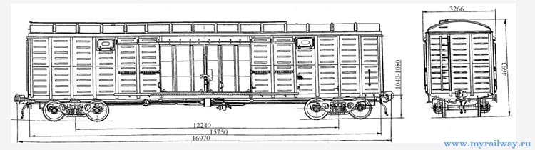 4-осный крытый вагон. Модель 11-280-01