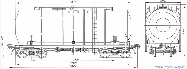 4-осная цистерна для расплавленной серы. Модель 15-1482-06