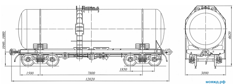 4-осная цистерна для метанола. Модель 15-1443-09