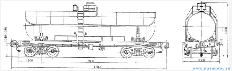 4-осная цистерна для хлора. Модель 15-1409