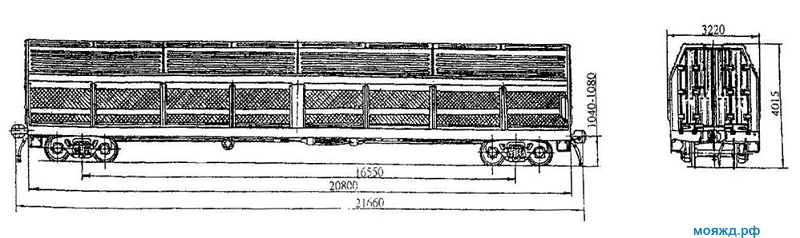 Одноярусный крытый вагон для микроавтобусов. Модель 13-4081