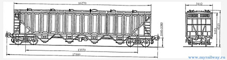4-осный крытый вагон-хоппер для гранулированной сажи. Модель 20-403