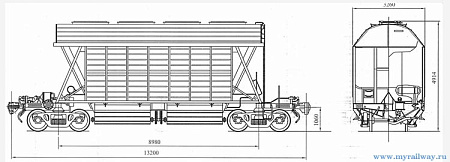 4-осный вагон-хоппер для минеральных удобрений. Модель 19-923
