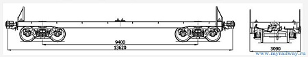 4-осная платформа для перевозки крупнотоннажных контейнеров. Модель 13-3103-1