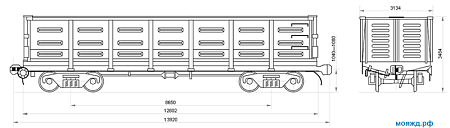 4-осный глуходонный полувагон с глухим кузовом. Модель 12-753-04