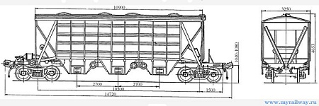 4-осный крытый вагон-хоппер для зерна. Модель 11-739