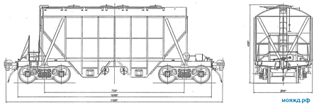 4-осный крытый вагон-хоппер для цемента. Модель 19-9838-01
