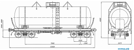 4-осная цистерна для аммиака. Модель 15-1408-01