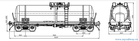 4-осная цистерна для кислоты серной технической. Модель 15-157