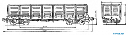 4-осный цельнометаллический полувагон с разгрузочными люками и глухими торцевыми стенами. Модель 12-1000-05