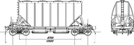 4-осный вагон-хоппер для гранулированной серы. Модель 19-9741