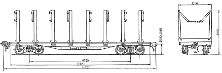 4-осная платформа модернизированная стойками ВО-118. Модель 13-401-16