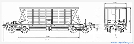 4-осный вагон для сыпучих грузов. Модель 11-740-01