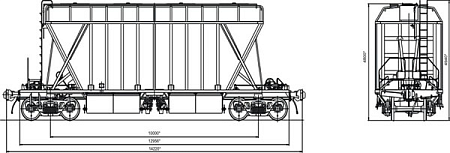 4-осный вагон-хоппер для минеральных удобрений . Модель 19-9782