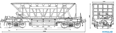 4-осный вагон-хоппер для горячих окатышей и агломерата. Модель 20-9749