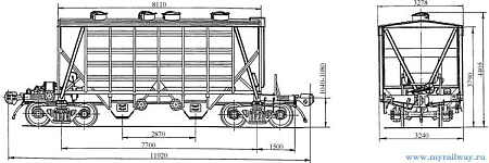 4-осный крытый вагон-хоппер для цемента. Модель 19-758