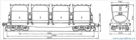 4-осный вагон для нефтебитума (с облегченной рамой). Модель 15-Б862