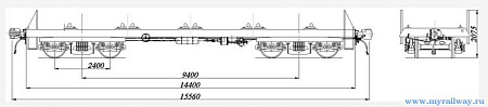 4-осная короткобазная платформа для крупнотоннажных контейнеров. Модель 13-297