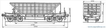 4-осный вагон-хоппер для горячих окатышей. Модель 20-471