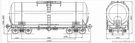 4-осная цистерна для светлых нефтепродуктов. Модель 15-1755