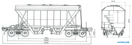 4-осный вагон-хоппер для цемента. Модель 19-969
