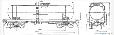 4-осная цистерна для улучшенной серной кислоты. Модель 15-1022