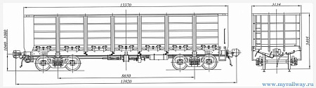 4-осный полувагон. Модель 12-1704