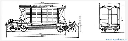 4-осный крытый вагон-хоппер для сырья минеральных удобрений. Модель 19-Х051