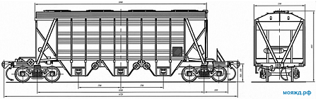 4-осный крытый вагон-хоппер для зерна. Модель 19-752-01