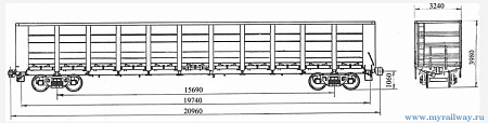 4-осный полувагон для технологической щепы. Модель 12-4004