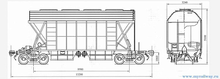 4-осный вагон для минеральных удобрений. Модель 19-953-01